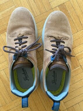 Florsheim Men’s Taupe Suede Sneakers with Blue Accents